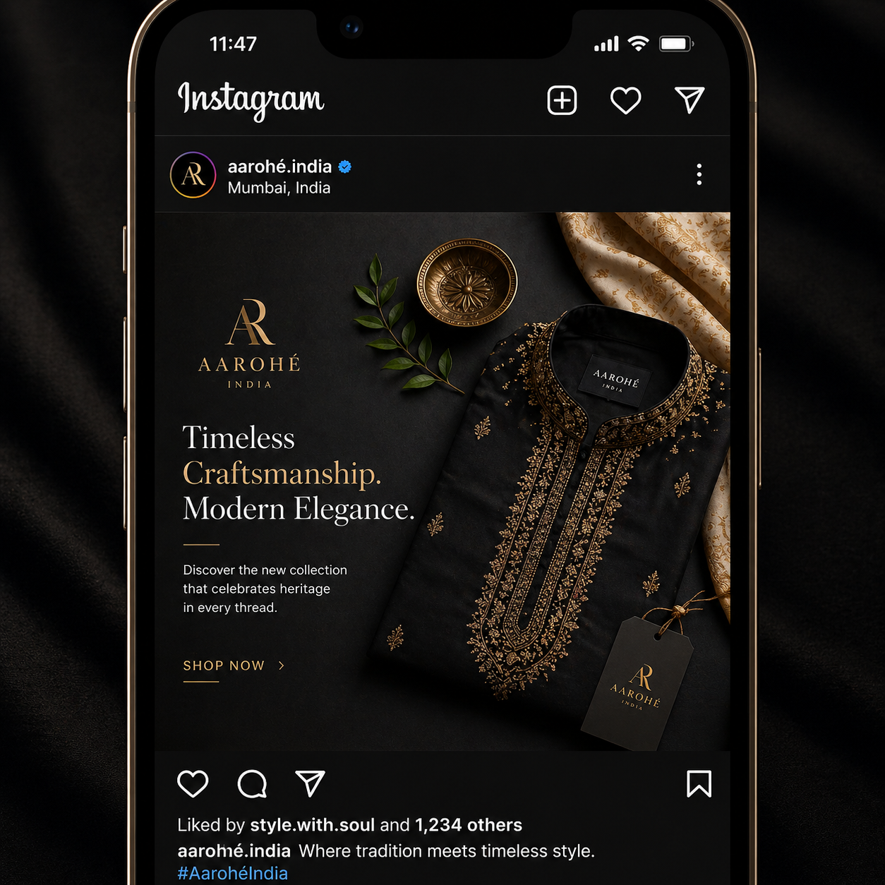 Social media content for Aarohé India